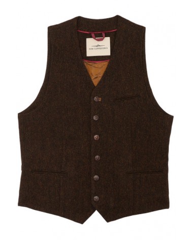 Gilet costume tweed chiné marron - Tom Clippertown