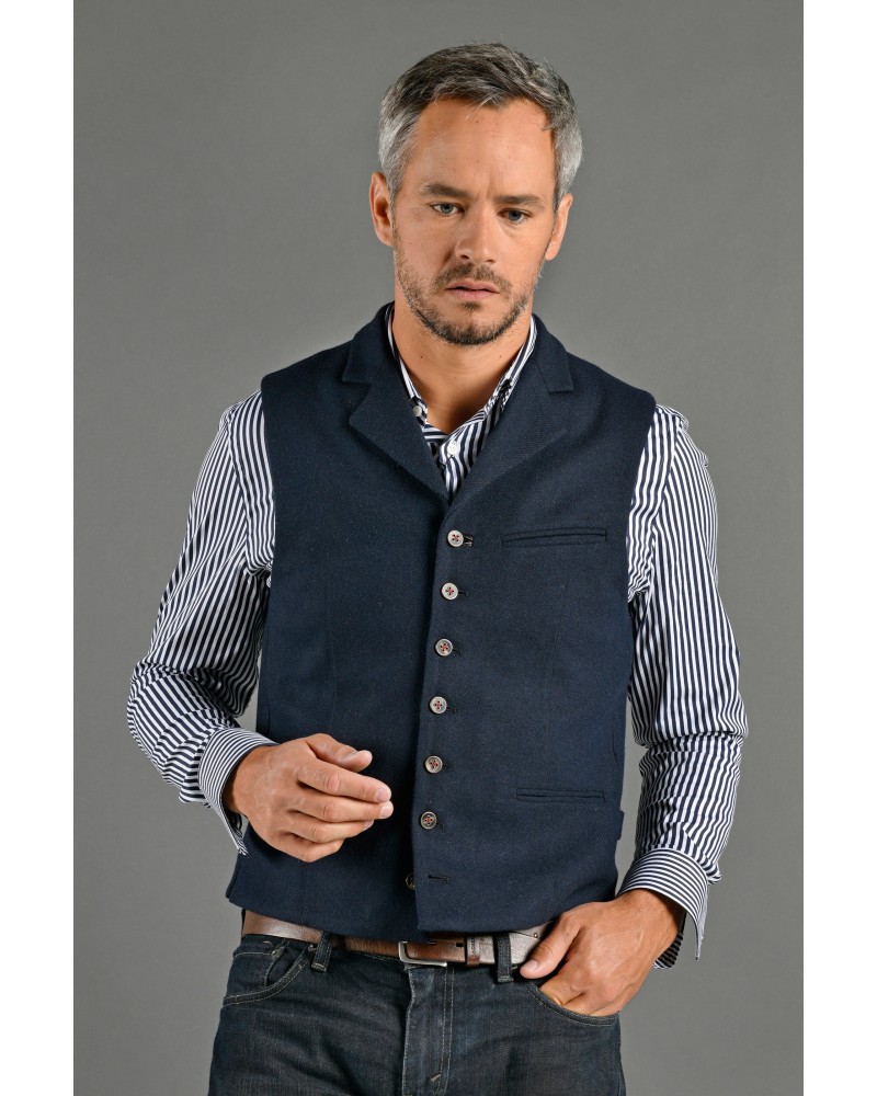 NAVY FLANNEL SOUTHGATE WAISTCOAT